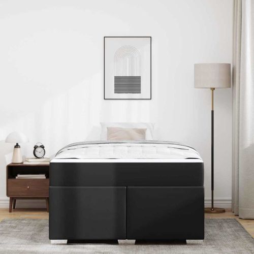 Рамка за легло с матрак Черно 120 x 190 cm текстил