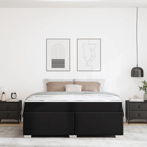 Рамка за легло с матрак Черно 180 x 200 cm текстил