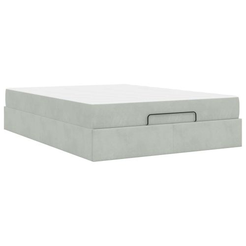 Рамка за легло с матрак с матрак 2 pcs Светлосиво Кадифе