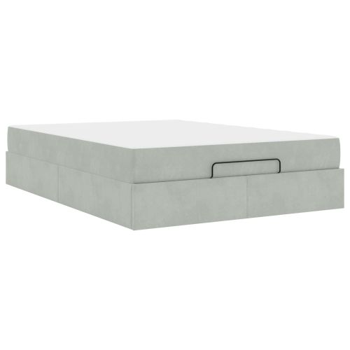 Рамка за легло с матрак с матрак 2 pcs Светлосиво Кадифе