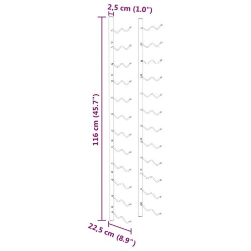 Стойки за вино за 24 бутилки стенен монтаж 2 бр златисти желязо
