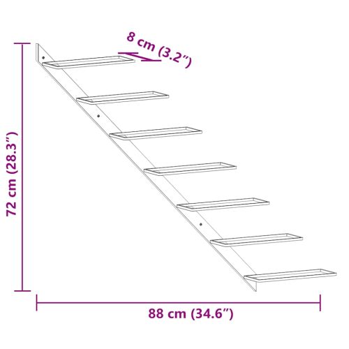 Стойка за вино за 7 бутилки, стенен монтаж, бяла, метал