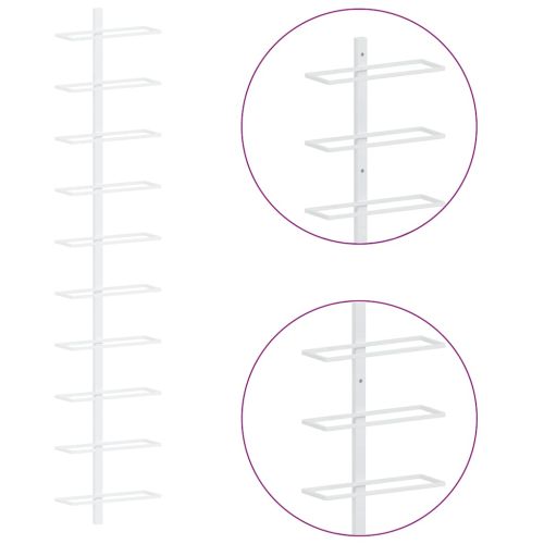 Стойки за вино за 10 бутилки стенен монтаж 2 бр бели метални