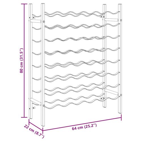 Стойка за вино за 48 бутилки, златиста, метална