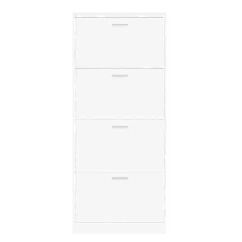 Шкаф за обувки, бял, 59x17x150 см, инженерно дърво