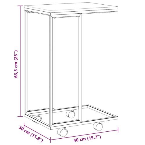 Помощна маса с колелца черна 40x30x63,5 см инженерно дърво