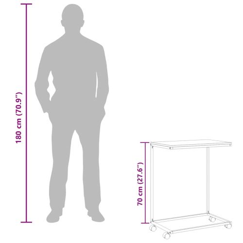 Помощна маса с колелца черна 55x35x70 см инженерно дърво