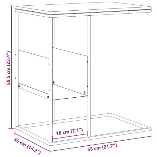 Странична маса, черна, 55x36x59,5 см, инженерно дърво