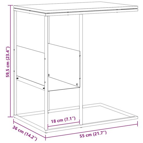 Странична маса, черна, 55x36x59,5 см, инженерно дърво