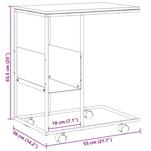 Помощна маса с колелца черна 55x36x63,5 см инженерно дърво