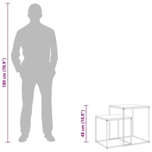 Комплект маси за кафе, 2 бр, инженерно дърво и метал