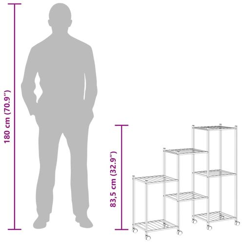 Стойка за цветя на колела 83x25x83,5 см черна желязо