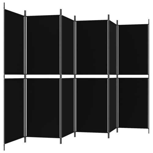 Параван за стая, 6 панела, черен, 300x180 cм, плат