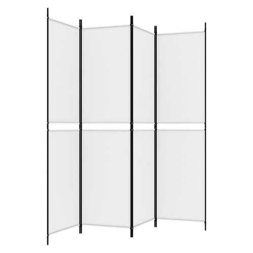 Параван за стая, 4 панела, бял, 200x200 см, текстил