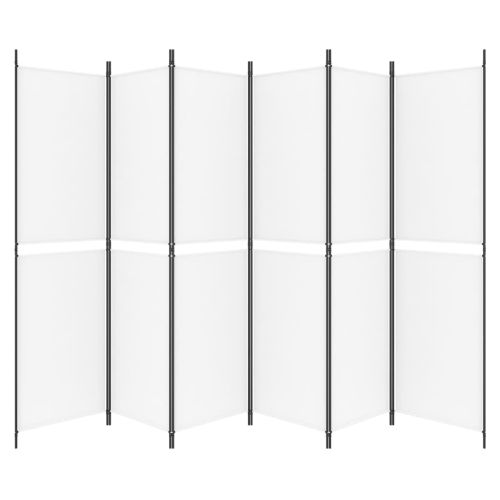 Параван за стая, 6 панела, бял, 300x200 см, текстил
