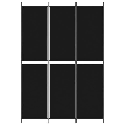 Параван за стая, 3 панела, черен, 150x220 см, плат