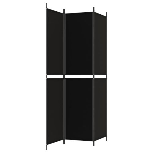Параван за стая, 3 панела, черен, 150x220 см, плат