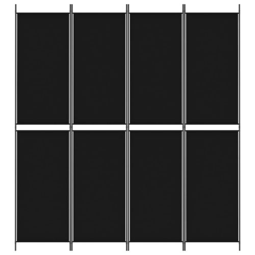 Параван за стая, 4 панела, черен, 200x220 cм, плат