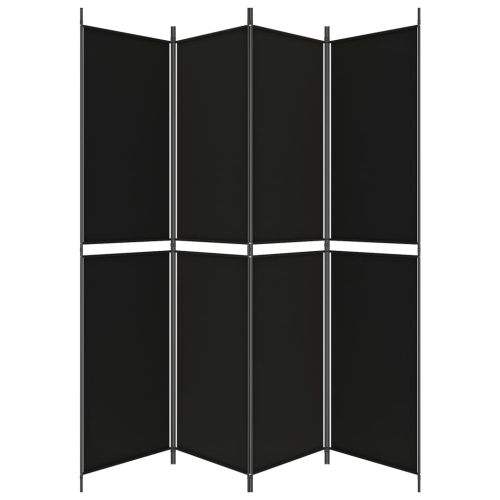 Параван за стая, 4 панела, черен, 200x220 cм, плат