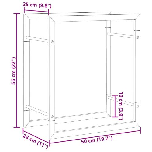 Стойка за дърва за огрев, черен мат, 50x28x56 см, стомана