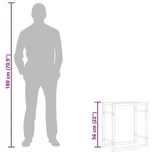 Стойка за дърва за огрев, черен мат, 50x28x56 см, стомана