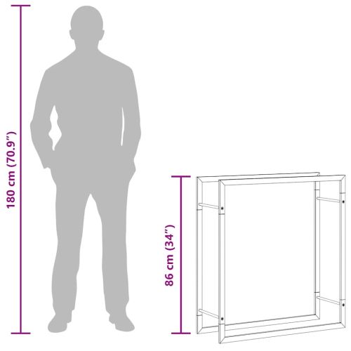 Стойка за дърва за огрев, черен мат, 80x28x86 см, стомана