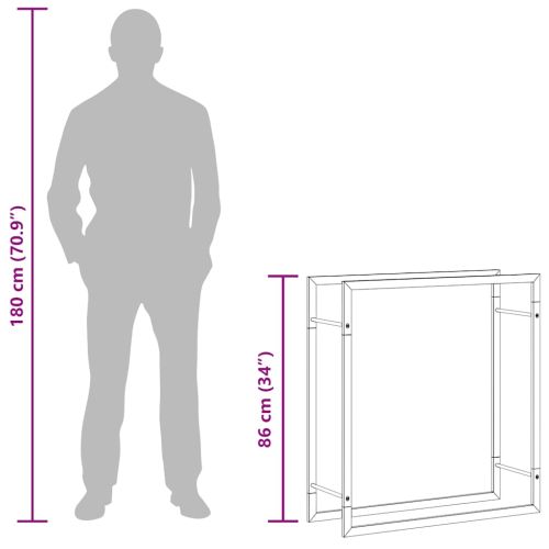 Стойка за дърва за огрев, 80x28x86 см, неръждаема стомана