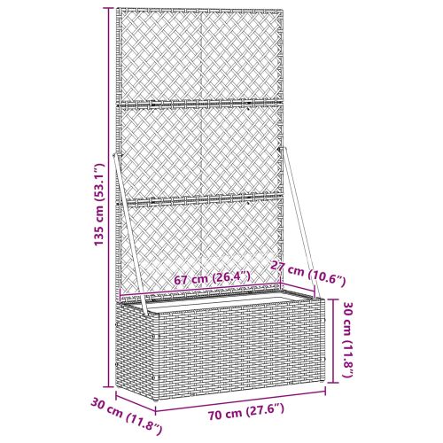 Градинска саксия Черно 70 x 30 x 135 cm Метал