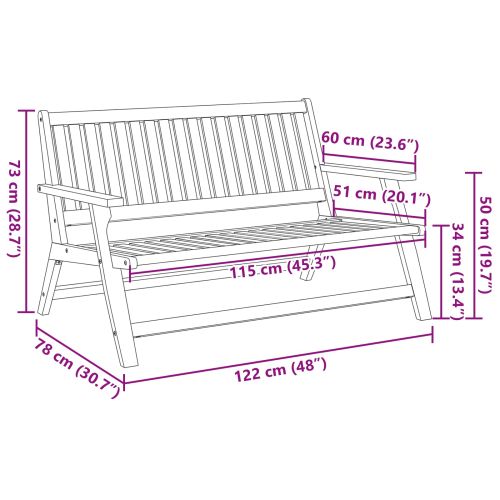 Релаксираща пейка Кафяво Солидно акациево дърво