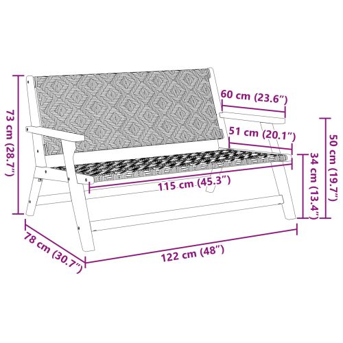 Градинска мебел Черен и бял 122 x 78 x 73 см