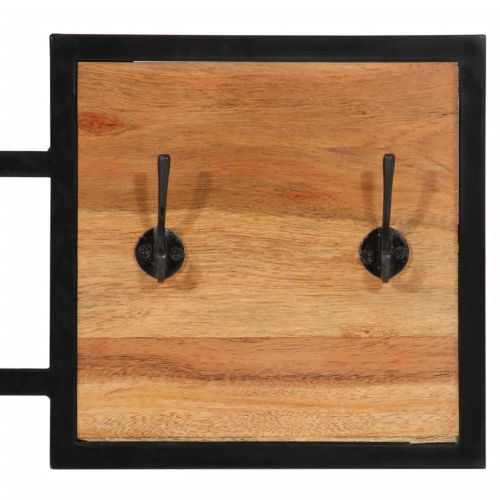 Стенна закачалка за дрехи 90x1x35 см масивна акация и желязо