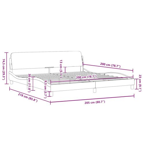 Рамка за легло Dover, бяла, черна, 200x200см, изкуствена кожа