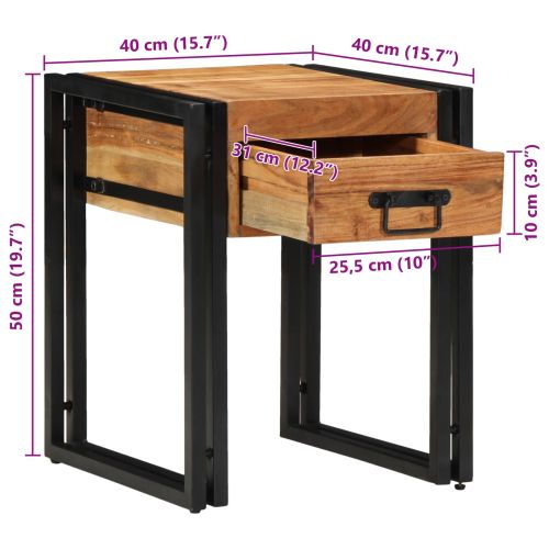 Крайна масичка 40 x 40 x 50 cm Солидно акациево дърво