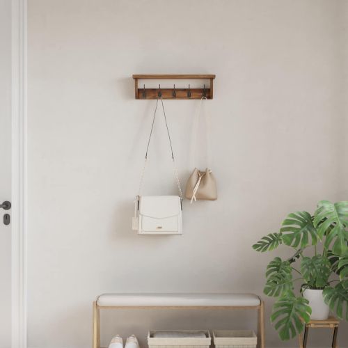 Закачалка Кафяво 50 x 10 x 14 см Масивно махагоново дърво