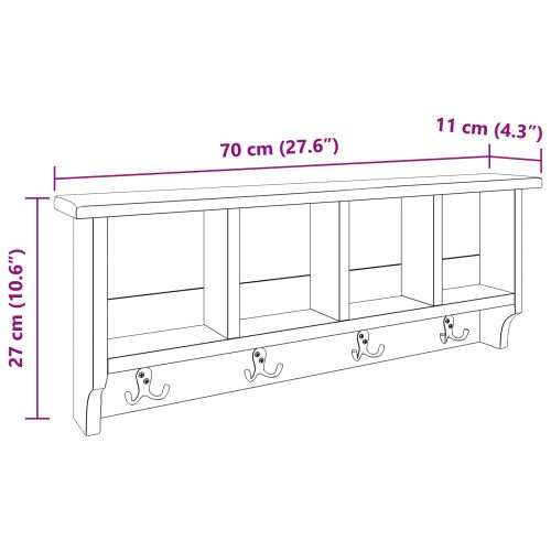 Закачалка Кафяво 70 x 11 x 27 см Масивно махагоново дърво