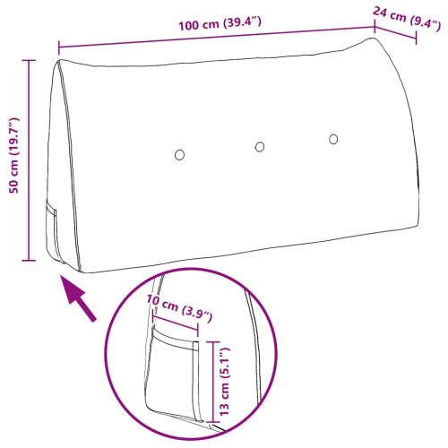 Възглавница за гръб Синьо 100 x 24 x 50 см текстил
