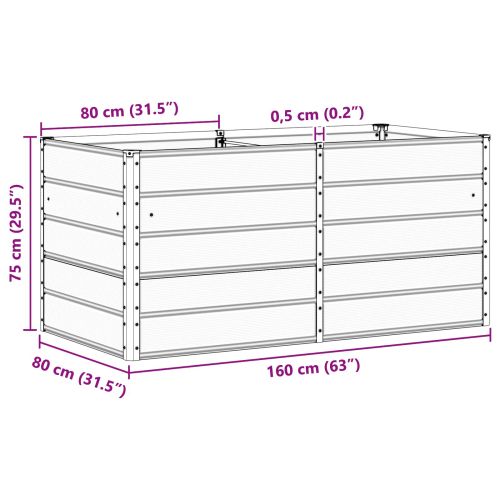 Кашпа Светлосиво 160 x 80 x 75 cm Стомана