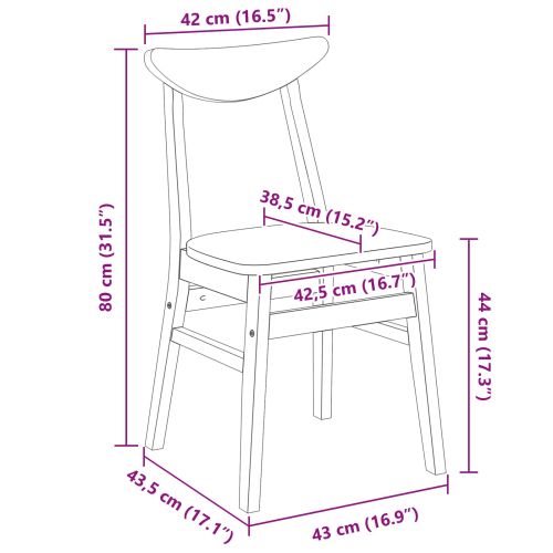 Обедени столове 2 pcs Естествен 42 х 47.5 х 81 см