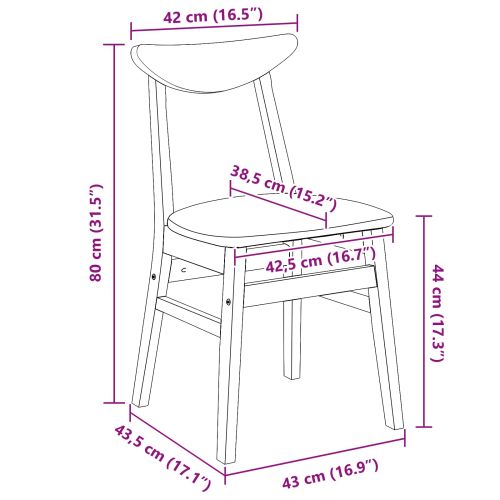 Обедени столове 2 pcs Естествен 42 х 47.5 х 81 см