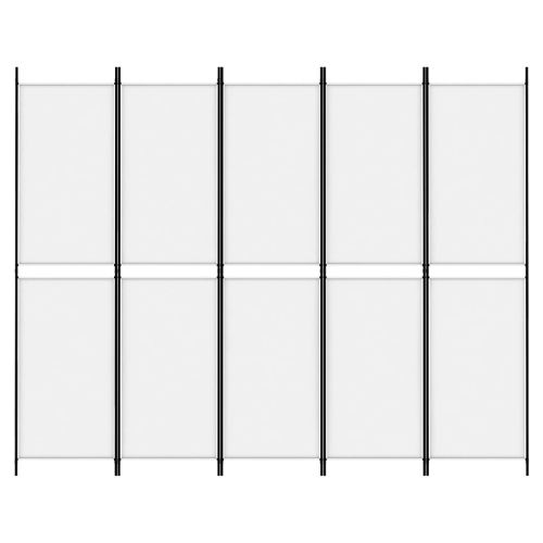 Параван за стая, 5 панела, бял, 250x200 см, текстил