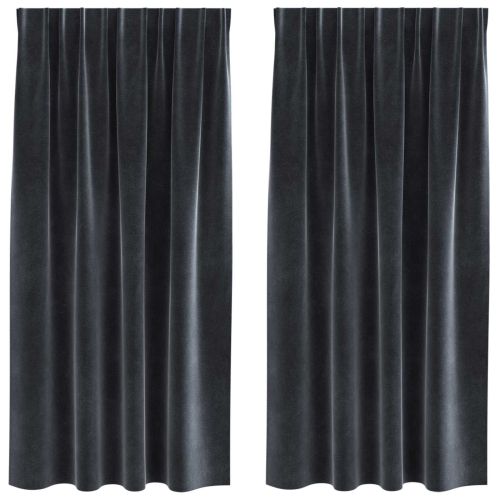 Затъмняващи завеси 2 pcs Тъмен сив 140 x 175 cm Кадифе