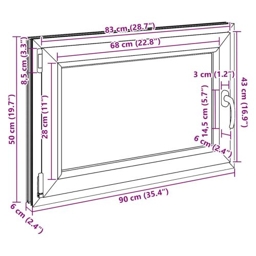Прозорец за мазе "RISOR" 90x50 см Отварящо-отваряем DIN ляв антрацит