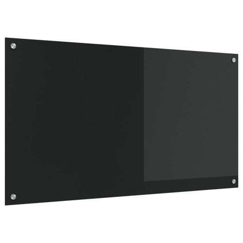 Кухненски заден панел Черно 110 x 60 x 0,6 см закалено стъкло
