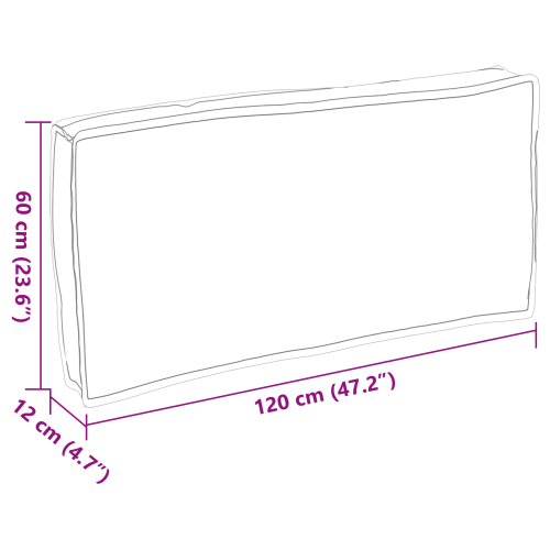 Възглавница Сив 120 х 60 х 12 см Оксфордска тъкан