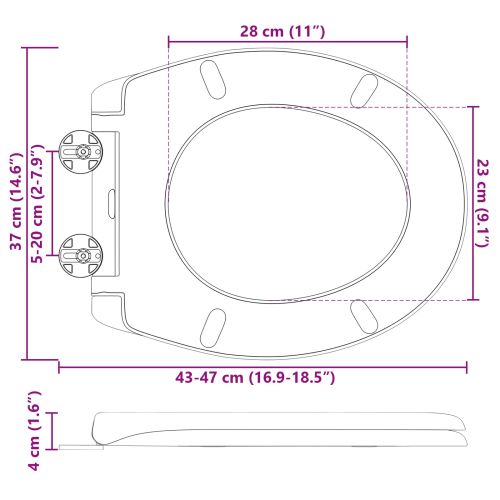 Тоалетна седалка Антрацит 44,8 x 37,3 x 4,2 см Дуропласт