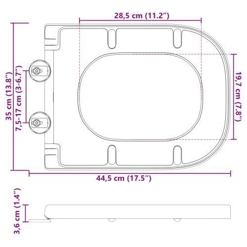 Тоалетна седалка Черно 47,5 x 35 x 3,6 см Дуропласт