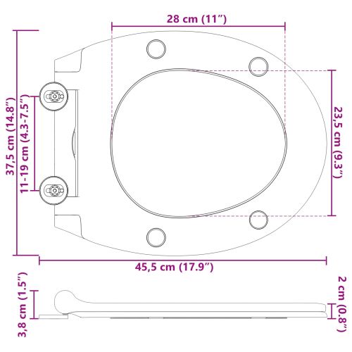 Тоалетна седалка Бяло 47 x 37,5 x 3,8 см Дуропласт