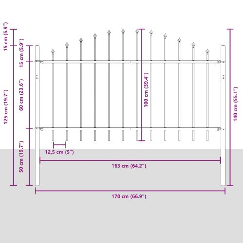 Градска ограда Бяло 170 x 140 см Прахово боядисана стомана