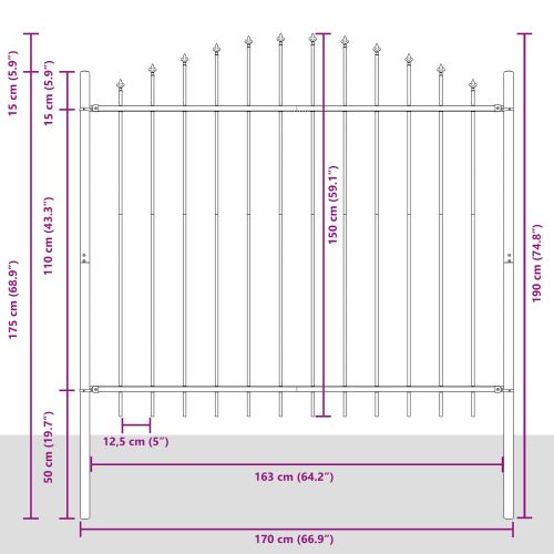 Градска ограда Бяло 170 x 190 см Прахово боядисана стомана