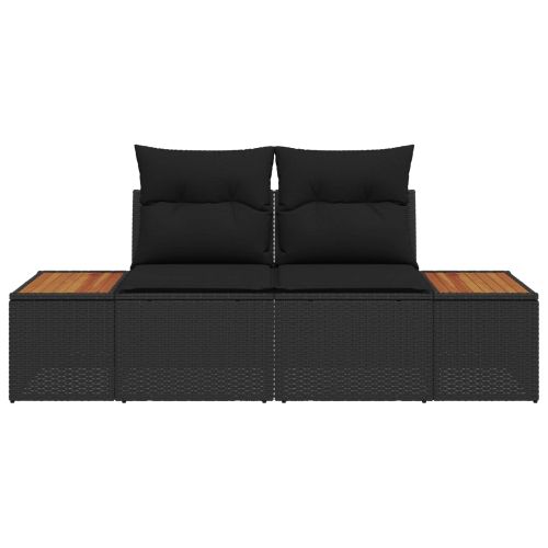 Градински диван Черно 184 x 62 x 85см полиратан